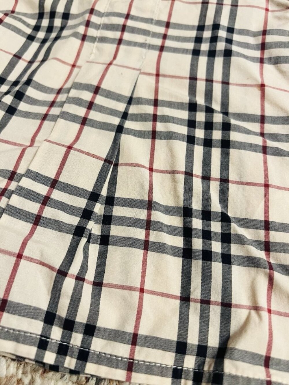 Burberry Baby Plaid Check Blouse Shirt Button Up Flare 3M CWF Tag Short Sleeve - Picture 2 of 5